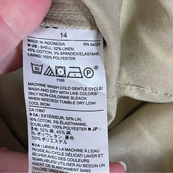 NWT Banana Republic Tan Linen Romper Short Safari Style Stretch V-Neck Size 14 - Picture 12 of 14